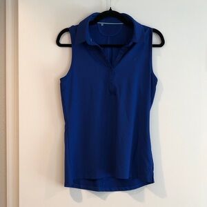 Women's Under Armour Blue Sleeveless Golf Polo Top Size Small
